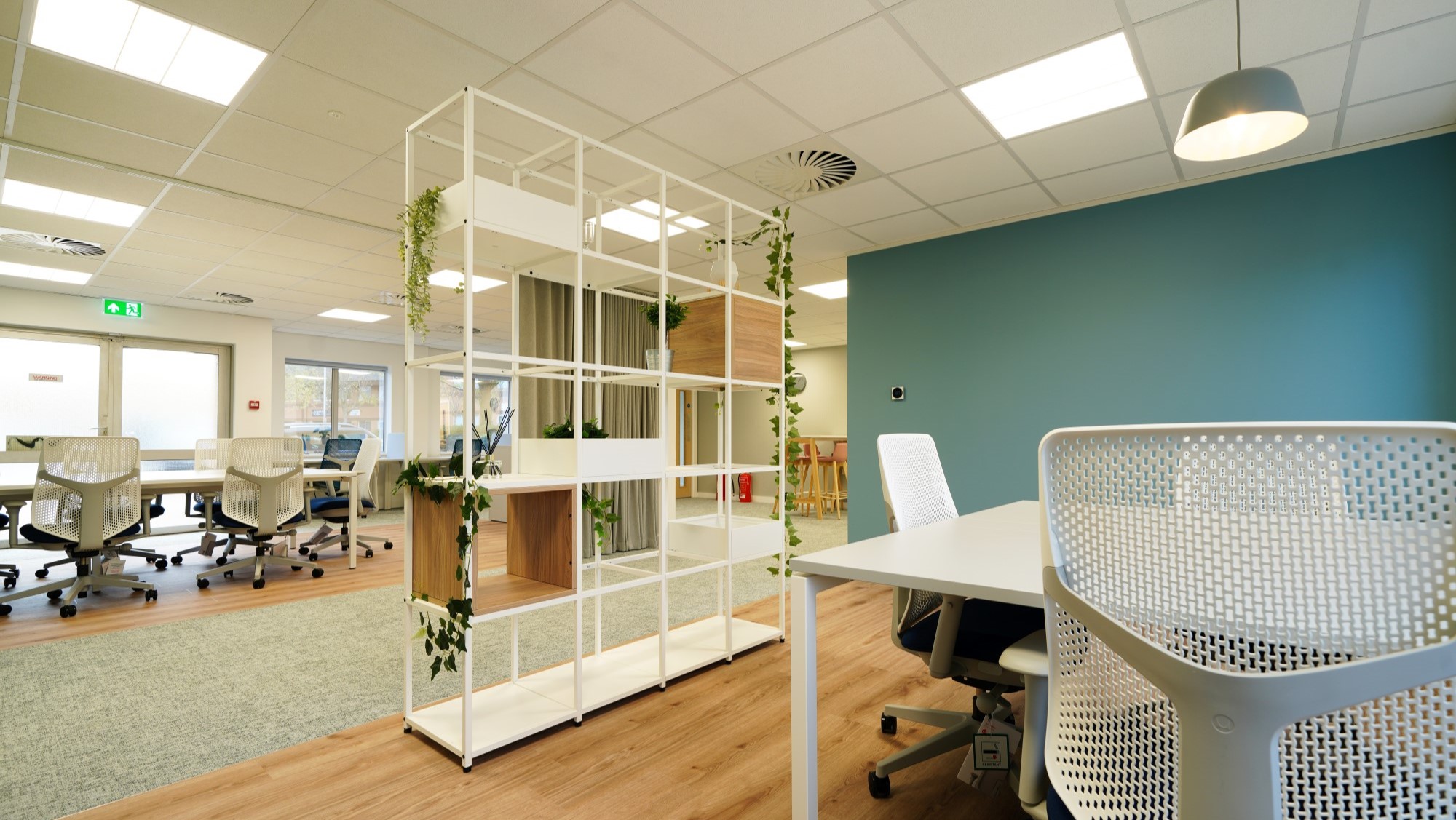 Grid Shelving Creating A Soft Barrier Between Work Areas